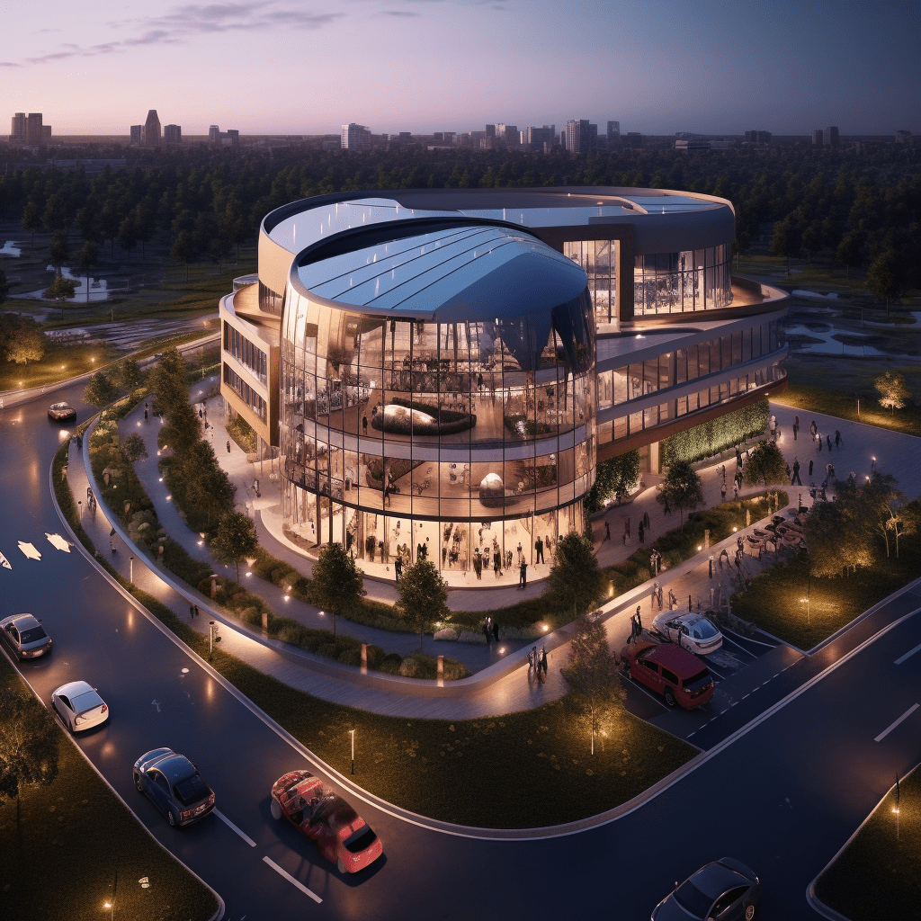 3D rendering of a commercial property in 2023